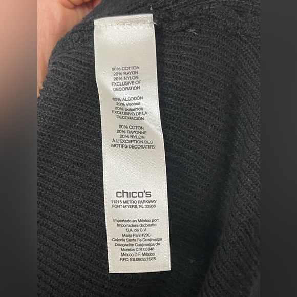 Chico’s Lace Crochet Detailed 3/4 Sleeves Knitted Open Front Cardigan Size L - Picture 10 of 13